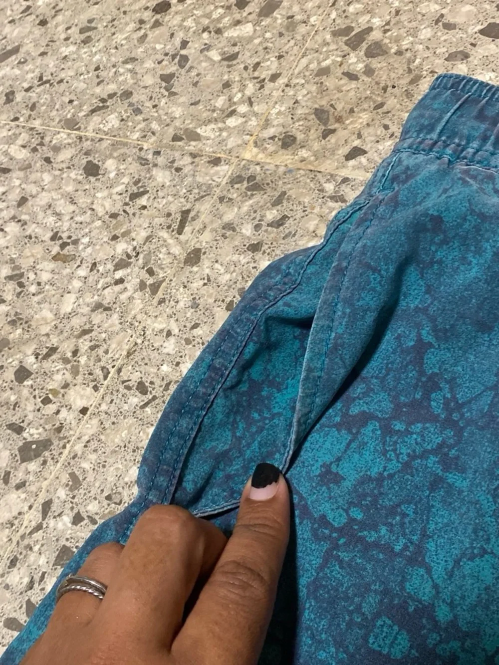 Billabong Teal Marble Swim Trunks with Pink Graphic